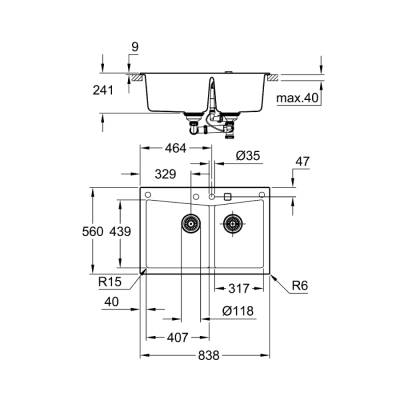 Grohe K700 Kompozit Eviye - 31657At0 - 2