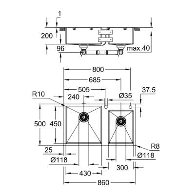 Grohe K700 Paslanmaz Çelik Eviye - 31855SD0 - 2