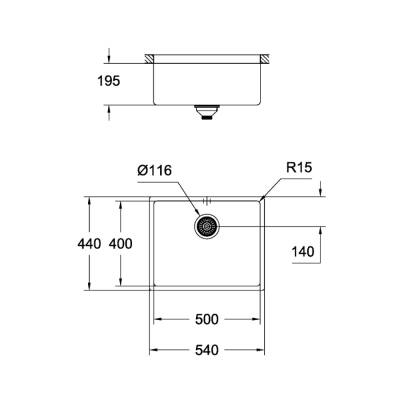 Grohe K700 Tezgahaltı Paslanmaz Çelik Eviye - 31574Gn0 - 2