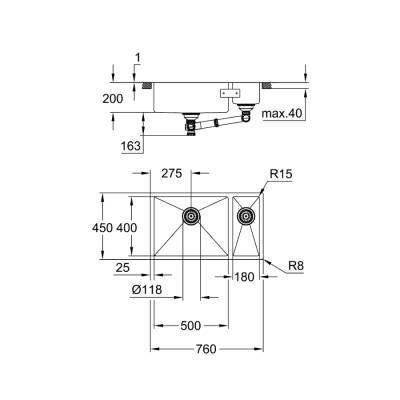 Grohe K700 Tezgahaltı Paslanmaz Çelik Eviye - 31575Sd1 - 2