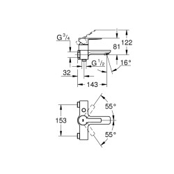 Grohe Lineare Tek Kumandalı Banyo Bataryası - 23820001 - 2