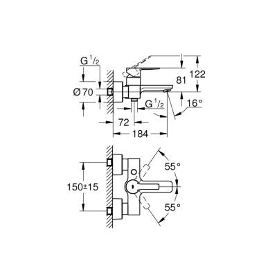 Grohe Lineare Tek Kumandalı Banyo Bataryası - 33849Dc1 - 2