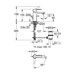 Grohe Lineare Tek Kumandalı Lavabo Bataryası 12Xs-Boyut - 23790001 - 2