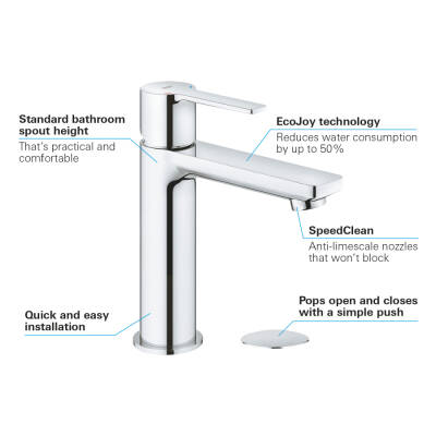 Grohe Lineare Tek Kumandalı Lavabo Bataryası S-Boyut - 23106001 - 3