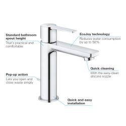 Grohe Lineare Tek Kumandalı Lavabo Bataryası S-Boyut - 32114001 - 3