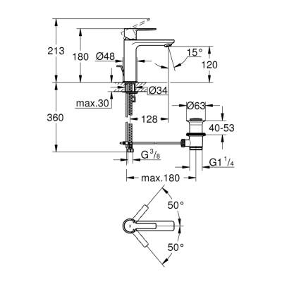 Grohe Lineare Tek Kumandalı Lavabo Bataryası S-Boyut - 32114Dc1 - 2