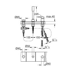 Grohe Lineare Üç Delikli Tek Kumandalı Banyo Kombinasyonu - 19965001 - 2