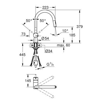 Grohe Minta Tek Kumandalı Eviye Bataryası - 32321Al2 - 2