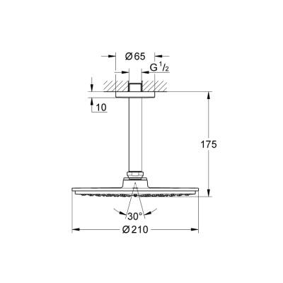 Grohe Rainshower Cosmopolitan 210 Tepe Duşu Seti 142 Mm, Tek Akışlı - 26063000 - 2