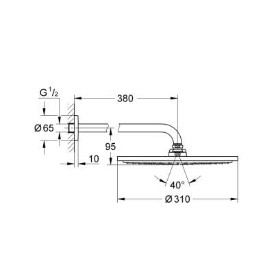 Grohe Rainshower Cosmopolitan 310 Tepe Duşu Seti 380 Mm, Tek Akışlı - 26066000 - 2