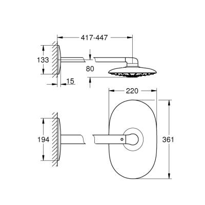 Grohe Rainshower Duo 360 Tepe Duşu Seti 450 Mm, 2 Akışlı - 26254000 - 2