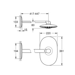 Grohe Rainshower Duo 360 Tepe Duşu Seti 450 Mm, 2 Akışlı - 26254Ls0 - 2