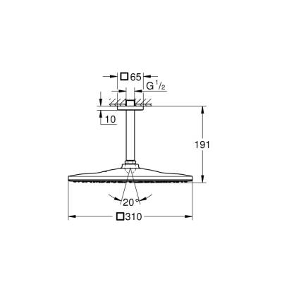 Grohe Rainshower Mono 310 Cube Tepe Duşu Seti 142 Mm, Tek Akışlı - 26566A00 - 2