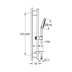 Grohe Rainshower Smartactive 130 Cube Sürgülü Duş Seti 3 Akışlı - 26584000 - 2