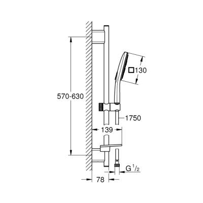 Grohe Rainshower Smartactive 130 Cube Sürgülü Duş Seti 3 Akışlı - 26584000 - 2