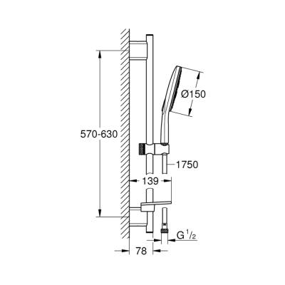 Grohe Rainshower Smartactive 150 Sürgülü Duş Seti 3 Akışlı - 26592Ls0 - 2