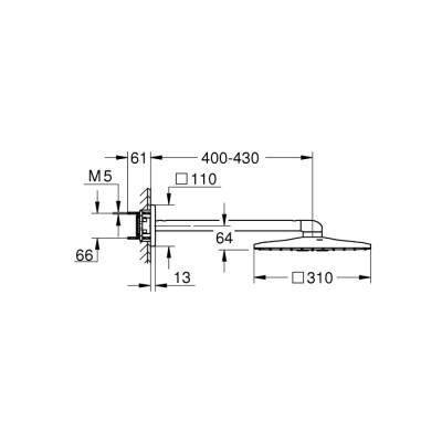 Grohe Rainshower Smartactive 310 Cube Tepe Duşu Seti 430 Mm, 2 Akışlı - 26479000 - 2