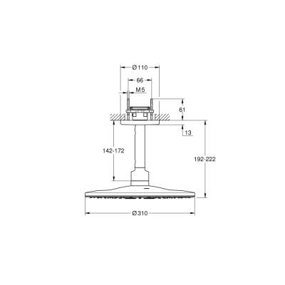 Grohe Rainshower Smartactive 310 Tepe Duşu Seti 142 Mm, 2 Akışlı - 26477Al0 - 2