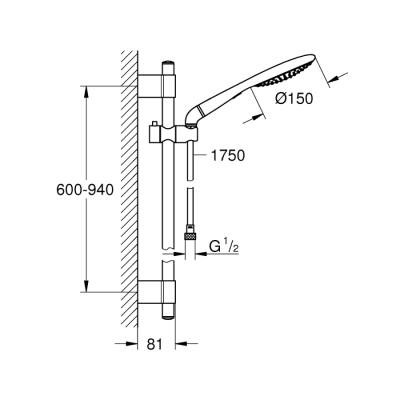 Grohe Rainshower Solo 150 Sürgülü Duş Seti 2 Akışlı - 27273001 - 2