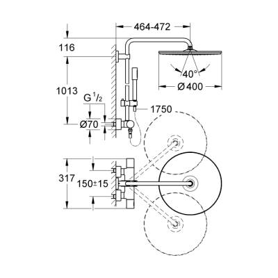 Grohe Rainshower System 400 Duvara Monte Termostatik Bataryalı Duş Sistemi - 27174001 - 2