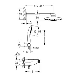 Grohe Rainshower System Smartcontrol Duo 360 Termostatik Yarı Ankastre Duş Bataryası - 26443000 - 2