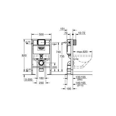 Grohe Rapid Sl Gömme Rezervuar, 0.82 M Montaj Yüksekliği - 38587000 - 2