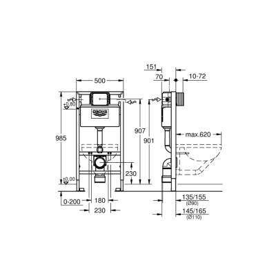 Grohe Rapid Sl Gömme Rezervuar, 1.00 M Montaj Yüksekliği - 38525001 - 2