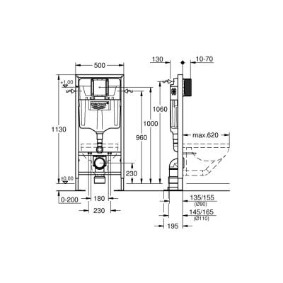 Grohe Rapid Sl Gömme Rezervuar, 1.13 M Montaj Yüksekliği - 38584001 - 2