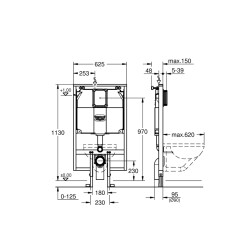 Grohe Rapid Sl Gömme Rezervuar, 80 Mm, 1.13 M Montaj Yüksekliği - 38994000 - 2