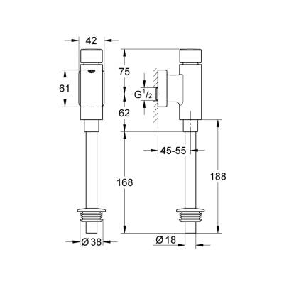 Grohe Rondo Pisuar İçin Yıkama Valfi - 37339000 - 2