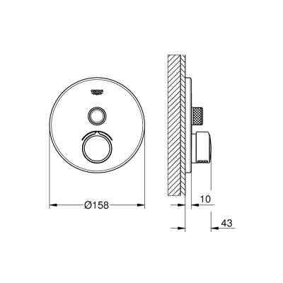 Grohe Smartcontrol Tek Valfli Akış Kontrollü Ankastre Duş Bataryası - 29144000 - 2