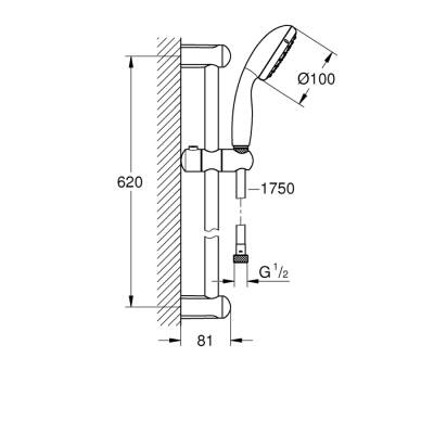 Grohe Tempesta 100 Sürgülü Duş Seti 2 Akışlı - 26162001 - 2