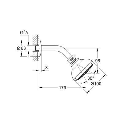 Grohe Tempesta 100 Tepe Duşu Seti 4 Akışlı - 27870001 - 2