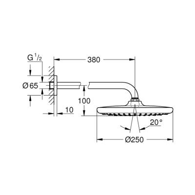 Grohe Tempesta 250 Tepe Duşu Seti 380 Mm, Tek Akışlı - 26668000 - 2