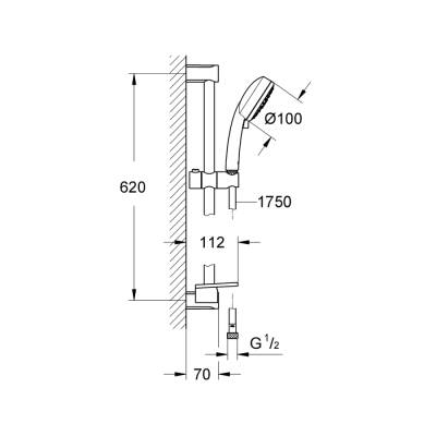 Grohe Tempesta Cosmopolitan 100 Sürgülü Duş Seti 4 Akışlı - 27577002 - 2