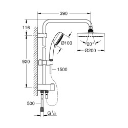 Grohe Tempesta Cosmopolitan Sistem 200 Duvar Bağlantılı, Divertörlü Duş Sistemi - 26453001 - 2