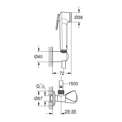 Grohe Tempesta-F Taharet Spreyi 30 Duvardan Askılı Set 1 Akışlı, Ara Musluk İle Birlikte - 26357000 - 2