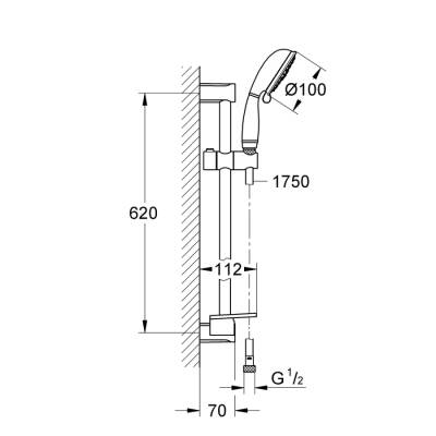 Grohe Tempesta Rustic 100 Sürgülü Duş Seti 4 Akışlı - 26086001 - 2